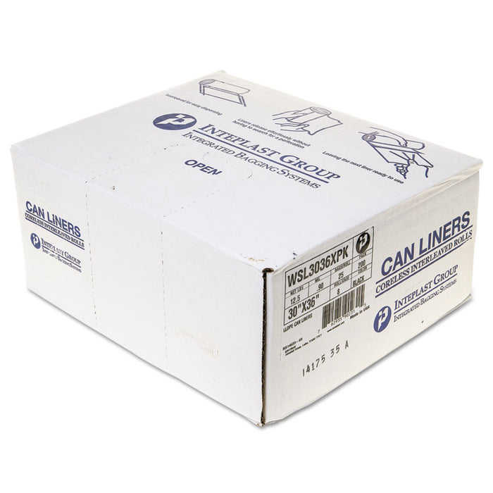 Low-Density Commercial Can Liners, 30 gal, 0.9 mil, 30" x 36", Black, 200/Carton