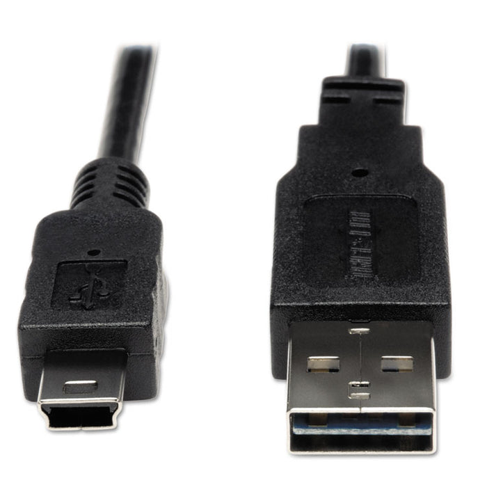 Universal Reversible USB 2.0 Cable, Reversible A to 5-Pin Mini B (M/M), 6 ft.