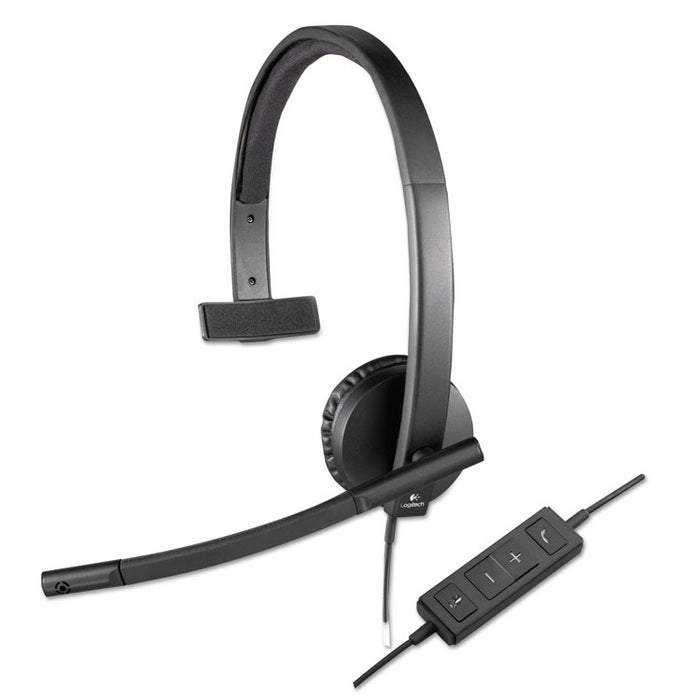 USB H570e Over-the-Head Wired Headset, Monaural, Black