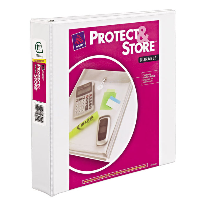 Protect and Store Durable View Binder with Slant Rings, 3 Rings, 1.5" Capacity, 11 x 8.5, White