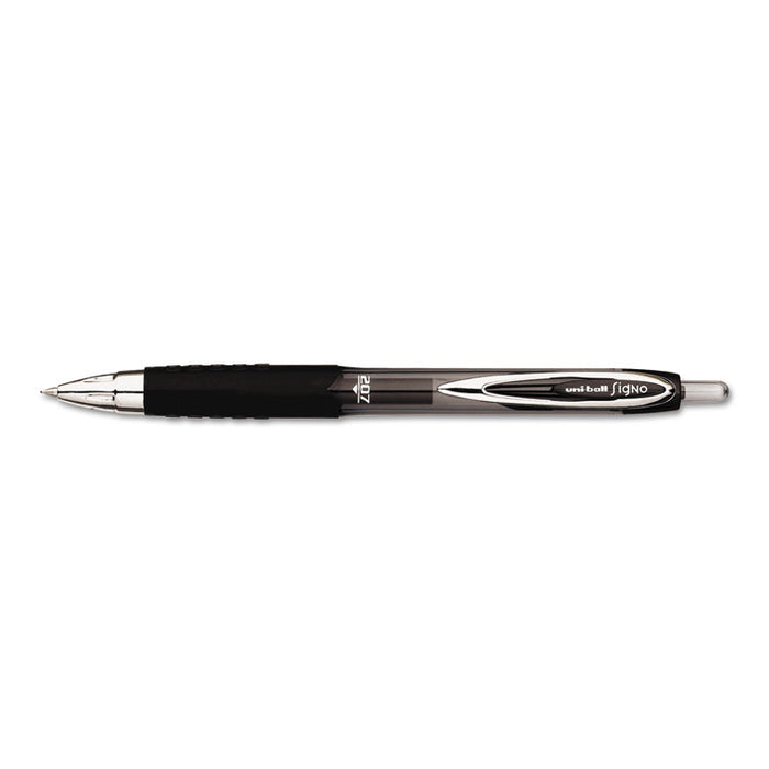 Signo 207 Retractable Gel Pen Value Pack, 0.7mm, Black Ink, Tran Black Barrel, 36BX