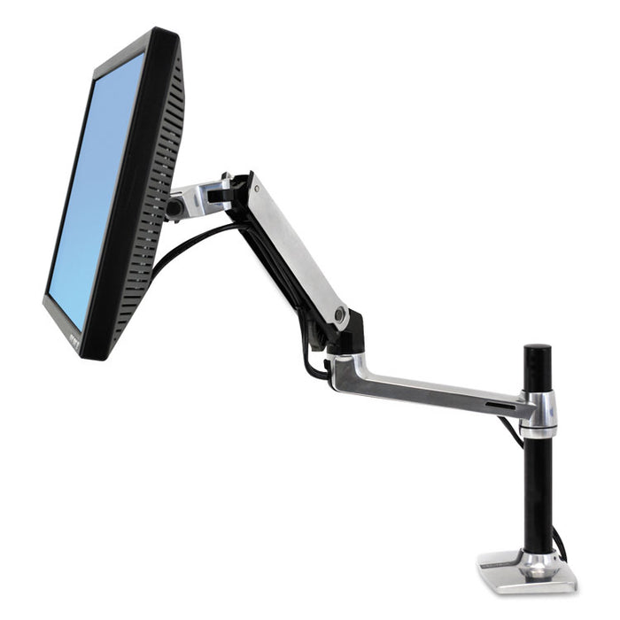 LX Series LCD Arm, Desk Mount with Tall Pole, 11.25w x 7.25d x 31.37h, Polished Aluminum/Black