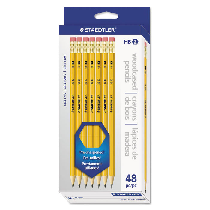 Woodcase Pencil, HB (#2.5), Black Lead, Yellow Barrel, 48/Pack