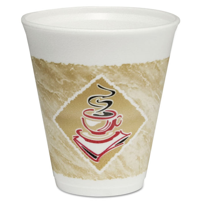 Cafe G Foam Hot/Cold Cups, 12 oz, Brown/Red/White, 1,000/Carton