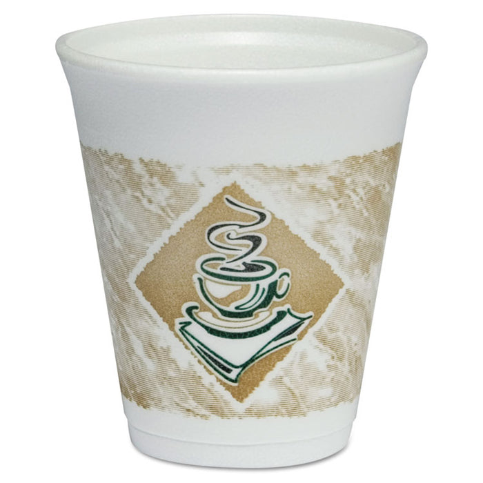 Cafe G Foam Hot/Cold Cups, 8 oz, Brown/Green/White, 1,000/Carton