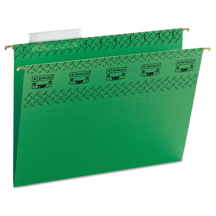 TUFF Hanging Folders with Easy Slide Tab, Letter Size, 1/3-Cut Tabs, Green, 18/Box