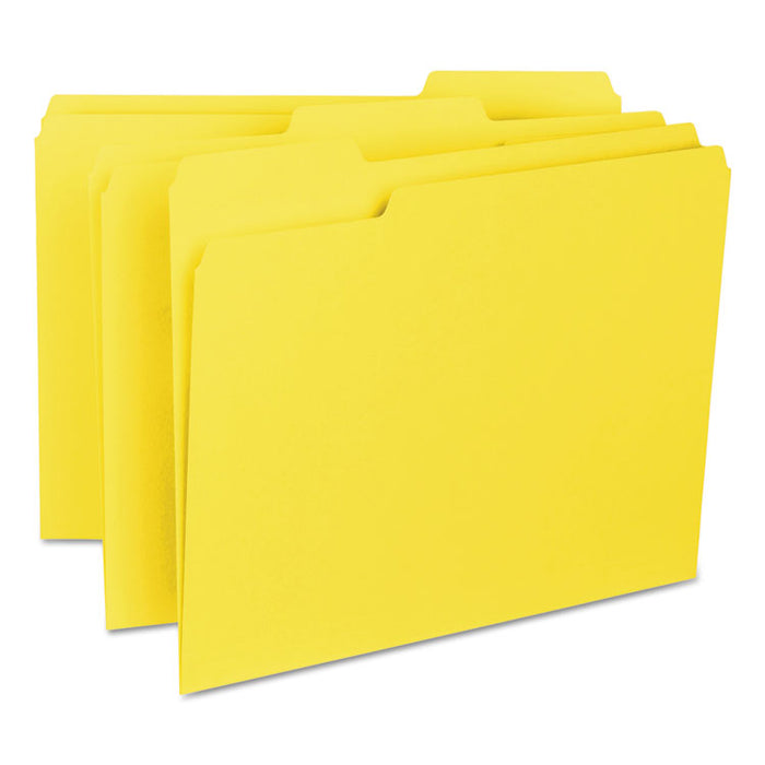 Interior File Folders, 1/3-Cut Tabs: Assorted, Letter Size, 0.75" Expansion, Yellow, 100/Box