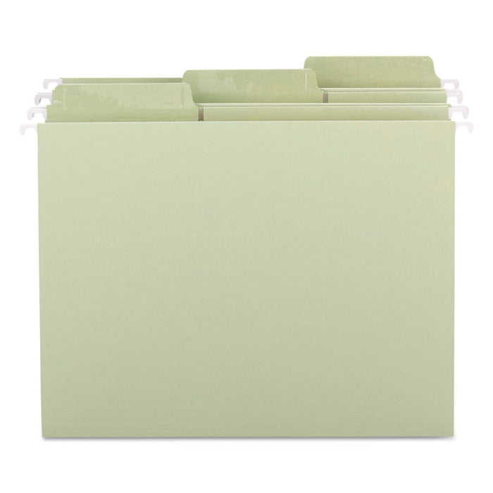 Erasable FasTab Hanging Folders, Letter Size, 1/3-Cut Tabs, Moss, 20/Box