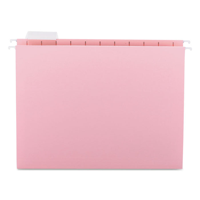 Colored Hanging File Folders, Letter Size, 1/5-Cut Tab, Pink, 25/Box