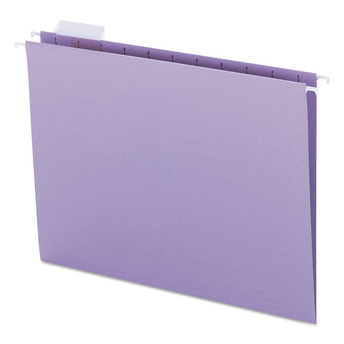Colored Hanging File Folders with 1/5 Cut Tabs, Letter Size, 1/5-Cut Tabs, Lavender, 25/Box