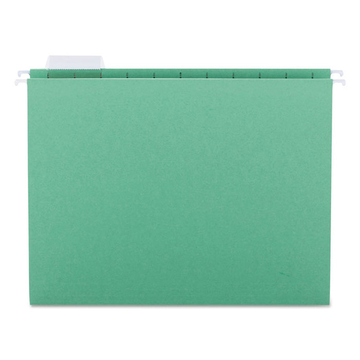 Colored Hanging File Folders with 1/5 Cut Tabs, Letter Size, 1/5-Cut Tabs, Green, 25/Box