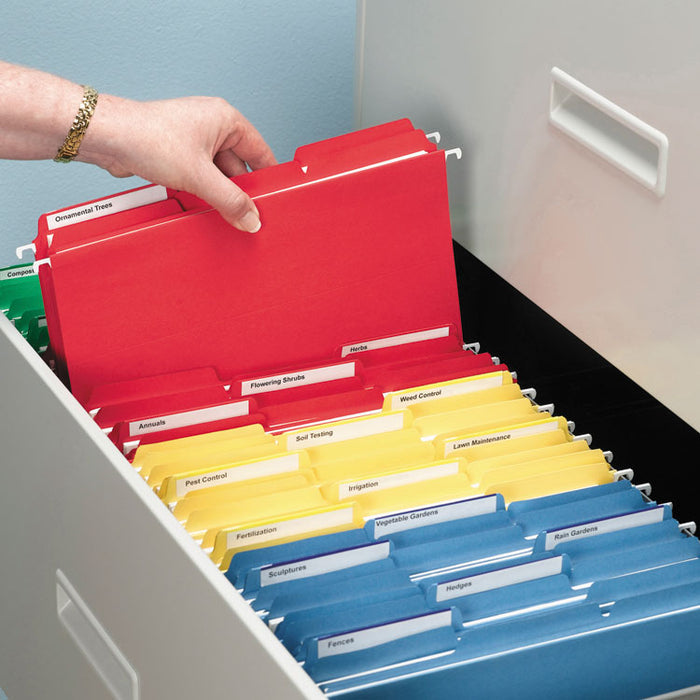 Interior File Folders, 1/3-Cut Tabs: Assorted, Letter Size, 0.75" Expansion, Yellow, 100/Box