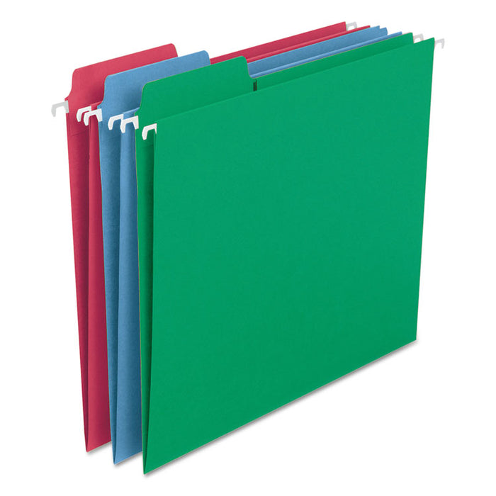 FasTab Hanging Folders, Letter Size, 1/3-Cut Tabs, Assorted Colors, 18/Box