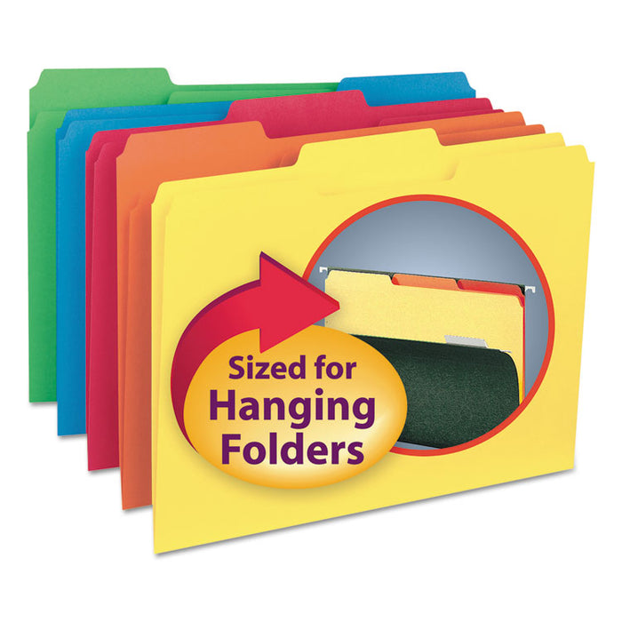 Interior File Folders, 1/3-Cut Tabs, Letter Size, Assorted, 100/Box