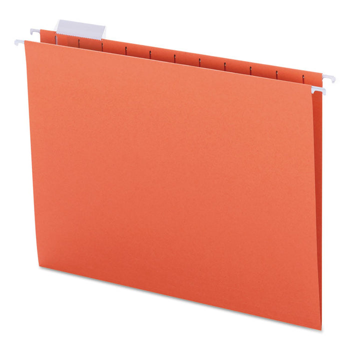 Colored Hanging File Folders with 1/5 Cut Tabs, Letter Size, 1/5-Cut Tabs, Orange, 25/Box