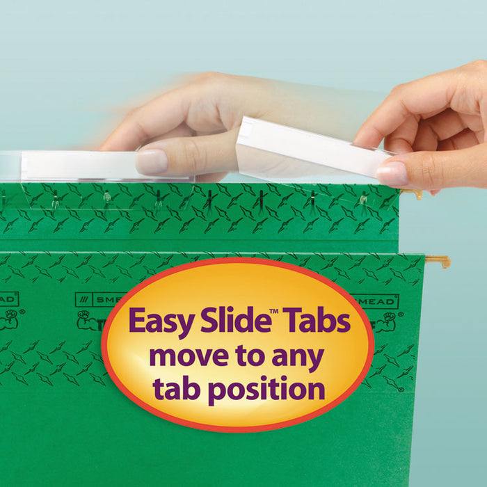 TUFF Hanging Folders with Easy Slide Tab, Letter Size, 1/3-Cut Tabs, Green, 18/Box