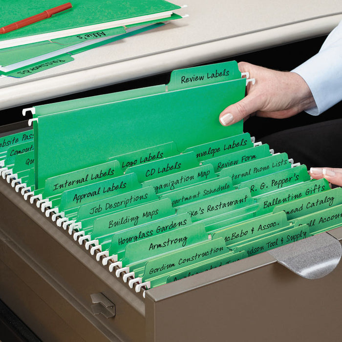 FasTab Hanging Folders, Letter Size, 1/3-Cut Tab, Green, 20/Box