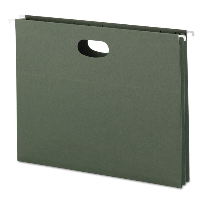 Hanging Pockets with Full-Height Gusset, 1 Section, 1.75" Capacity, Letter Size, Straight Tabs, Standard Green, 25/Box