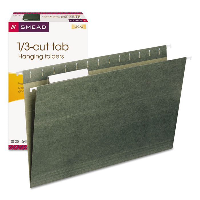 Hanging Folders, Legal Size, 1/3-Cut Tabs, Standard Green, 25/Box