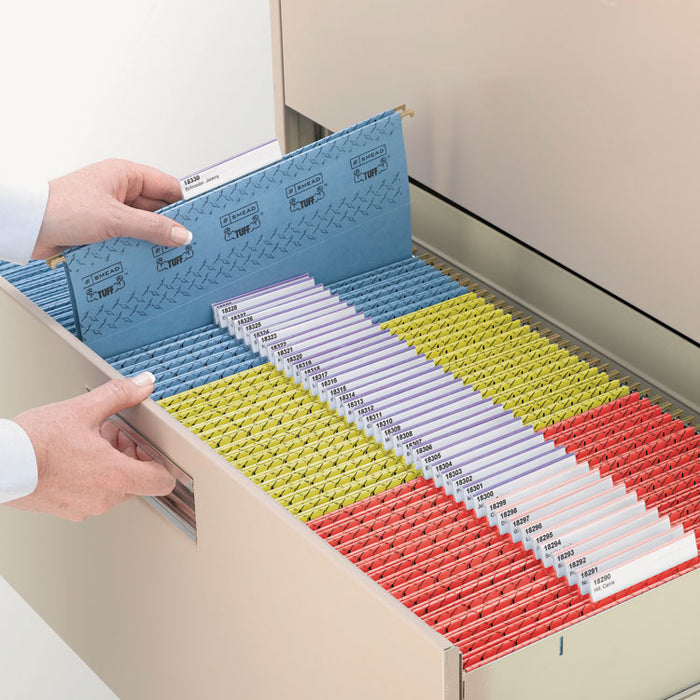 TUFF Hanging Folders with Easy Slide Tab, Legal Size, 1/3-Cut Tab, Assorted, 15/Box