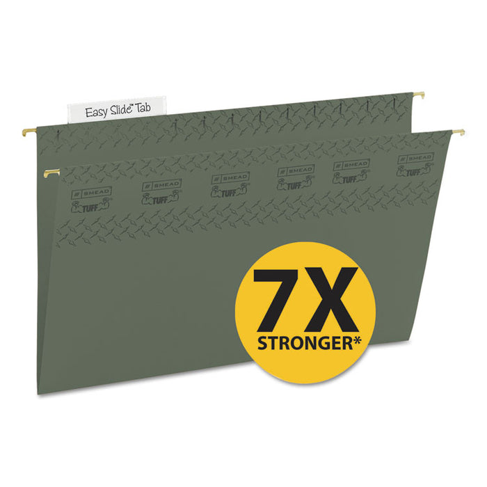 TUFF Hanging Folders with Easy Slide Tab, Legal Size, 1/3-Cut Tabs, Standard Green, 20/Box