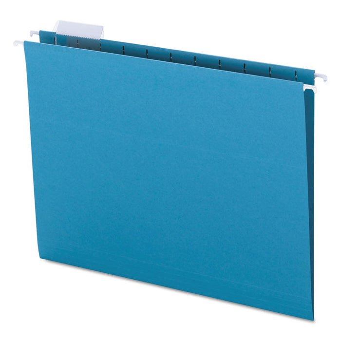 Colored Hanging File Folders with 1/5 Cut Tabs, Letter Size, 1/5-Cut Tabs, Teal, 25/Box