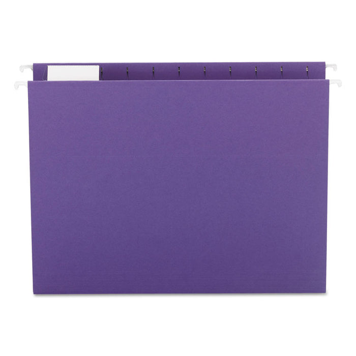 Colored Hanging File Folders, Letter Size, 1/5-Cut Tab, Purple, 25/Box