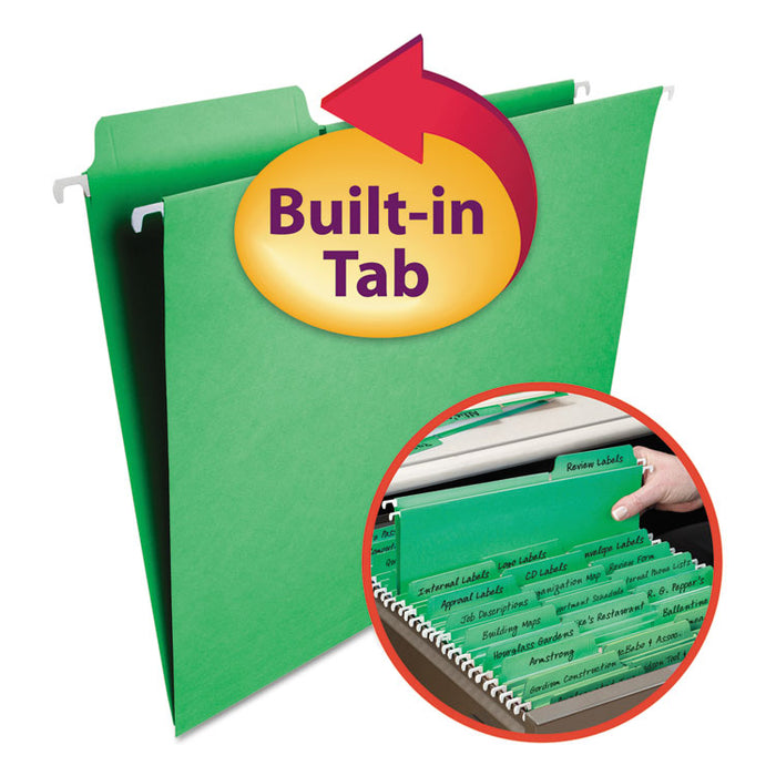 FasTab Hanging Folders, Letter Size, 1/3-Cut Tab, Green, 20/Box