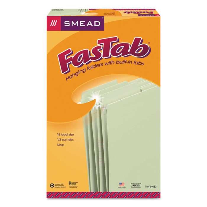FasTab Hanging Folders, Legal Size, 1/3-Cut Tab, Moss, 20/Box
