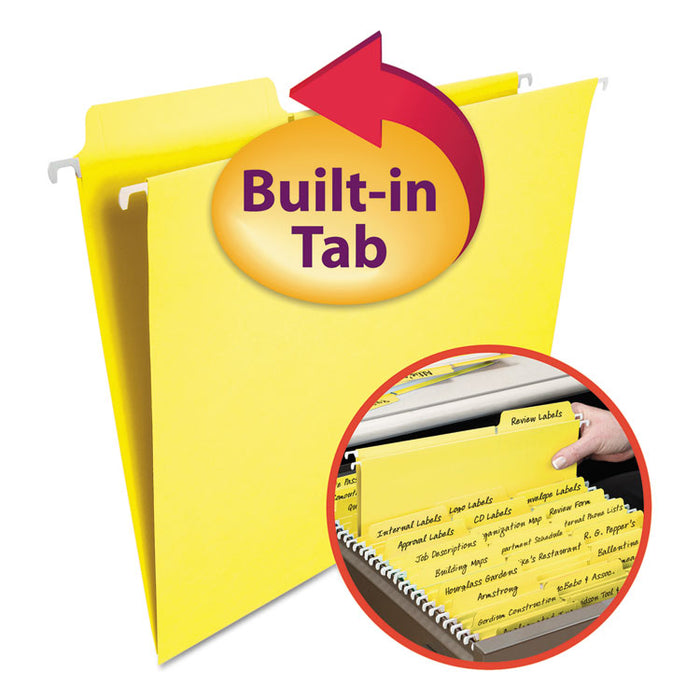 FasTab Hanging Folders, Letter Size, 1/3-Cut Tabs, Yellow, 20/Box