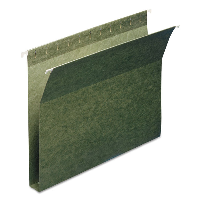 Box Bottom Hanging File Folders, 1" Capacity, Letter Size, Standard Green, 25/Box