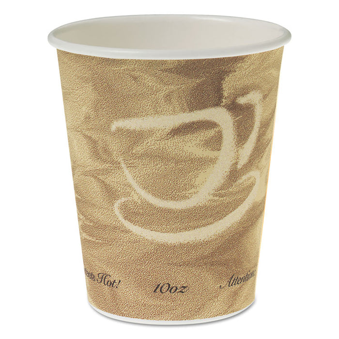 Single Sided Poly Paper Hot Cups, 10 oz, Mistique Design, 50/Bag, 20 Bags/Carton
