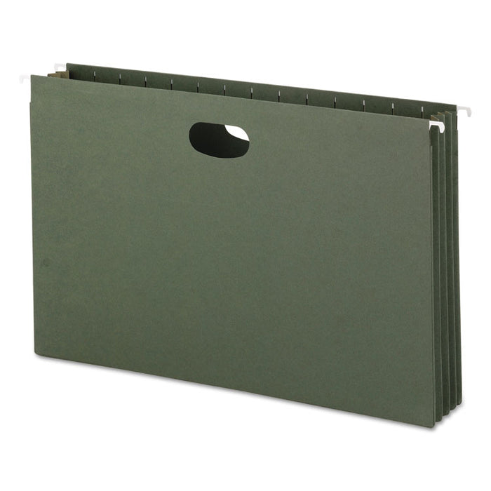 Hanging Pockets with Full-Height Gusset, 1 Section, 3.5" Capacity, Legal Size, Standard Green, 10/Box