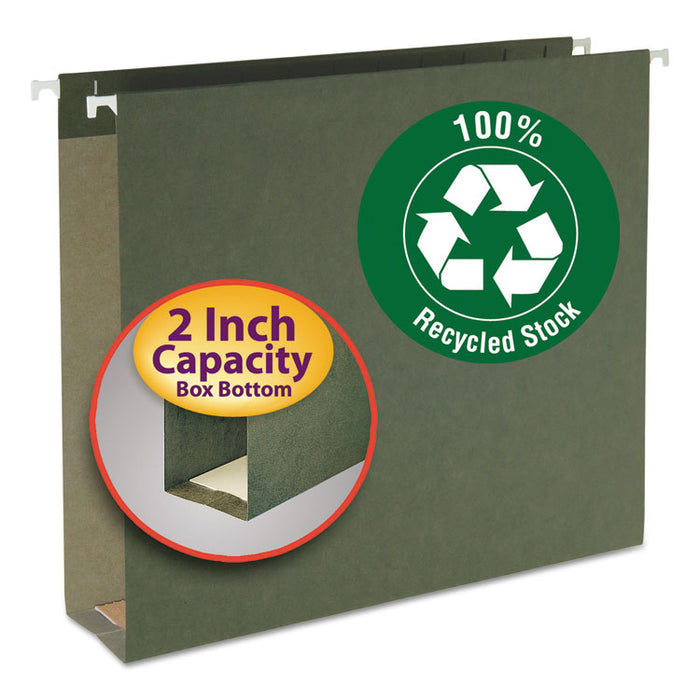 Box Bottom Hanging File Folders, Letter Size, Standard Green, 25/Box