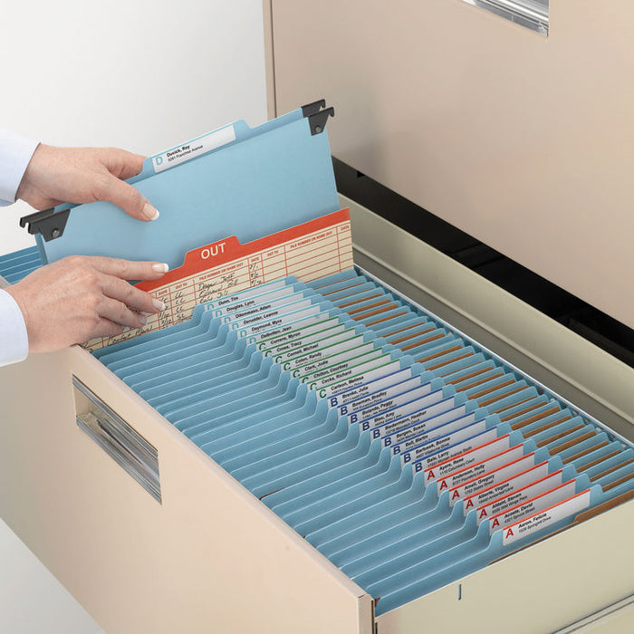 FasTab Hanging Pressboard Classification Folders, 1 Divider, Letter Size, Blue