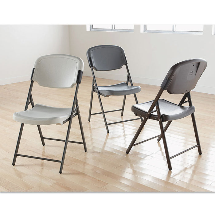 Rough n Ready Commercial Folding Chair, Supports Up to 350 lb, Platinum Seat, Platinum Back, Black Base