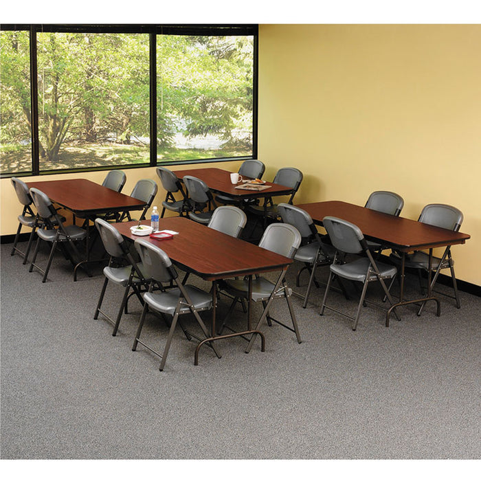 OfficeWorks Commercial Wood-Laminate Folding Table, Rectangular Top, 72 x 30 x 29, Mahogany