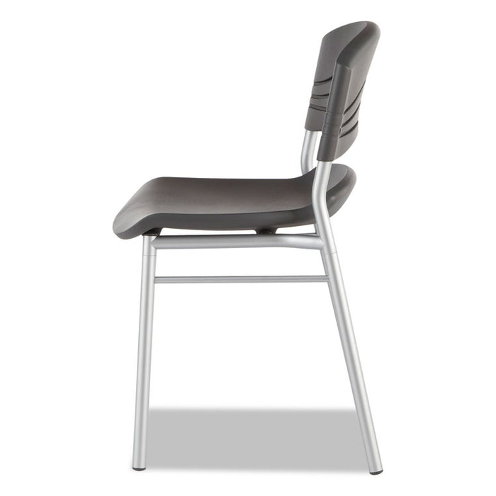 CafeWorks Chair, Supports Up to 225 lb, Graphite Seat/Back, Silver Base, 2/Carton