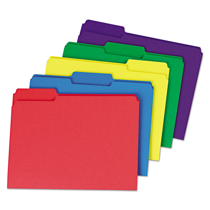 Deluxe Heavyweight File Folders, 1/3-Cut Tabs: Assorted, Letter Size, 0.75" Expansion, Assorted Colors, 50/Box