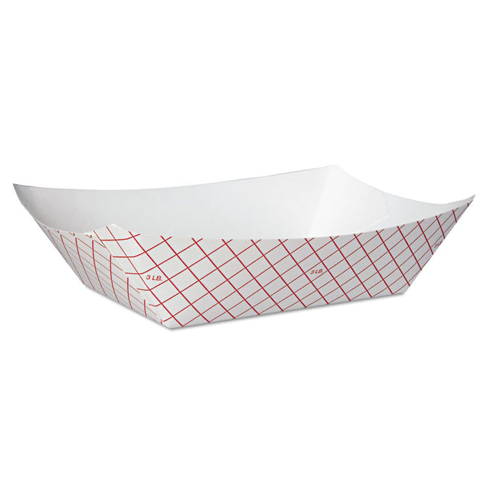 Kant Leek Polycoated Paper Food Tray, 3 lb Capacity, 8.4 x 5.8 x 2.1, Red Plaid, 250/Bag, 2 Bags/Carton