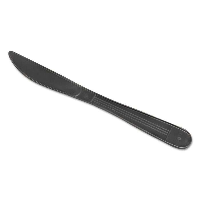 WraPolypropyleneed Cutlery, 7 1/2" Knife, Heavyweight, Black, 1000/Carton