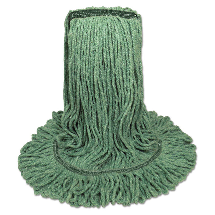 Mop Head, Premium Standard Head, Cotton/Rayon Fiber, Medium, Green, 12/Carton