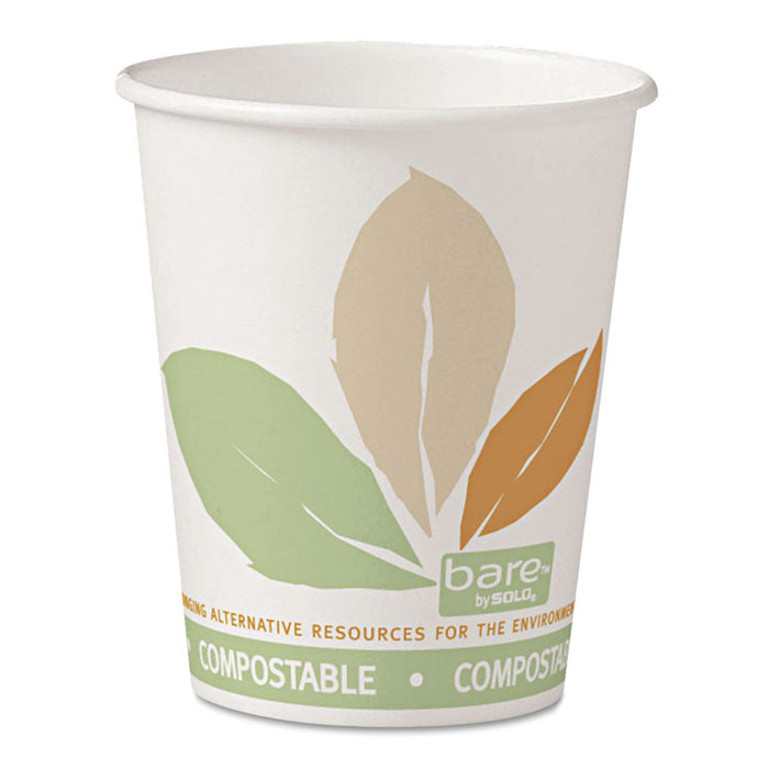 Bare by Solo Eco-Forward PLA Paper Hot Cups, 10oz, Leaf Design,50/Bag,20 Bags/Ct