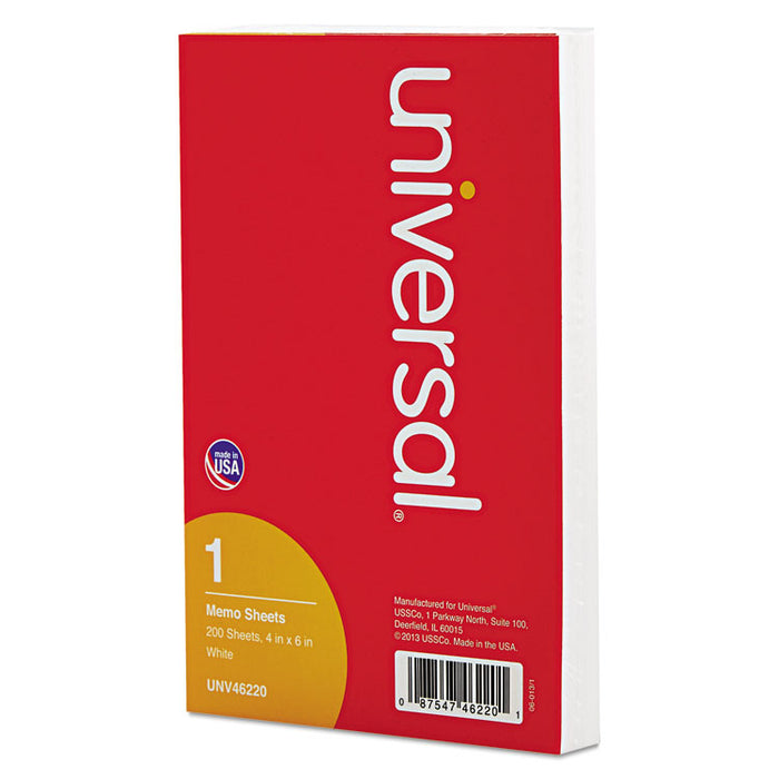 Loose White Memo Sheets, 4 x 6, Unruled, Plain White, 200/Pack