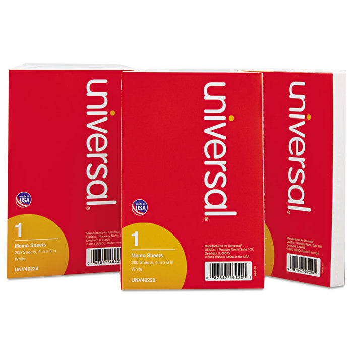 Loose White Memo Sheets, 4 x 6, Unruled, Plain White, 200/Pack