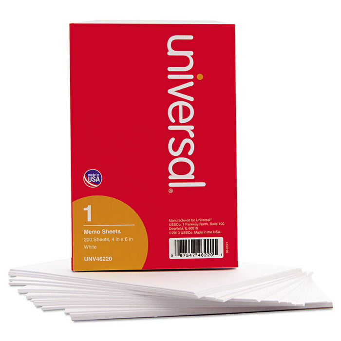 Loose White Memo Sheets, 4 x 6, Unruled, Plain White, 200/Pack