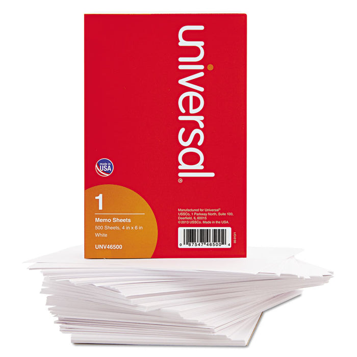 Loose White Memo Sheets, 4 x 6, Unruled, Plain White, 500/Pack