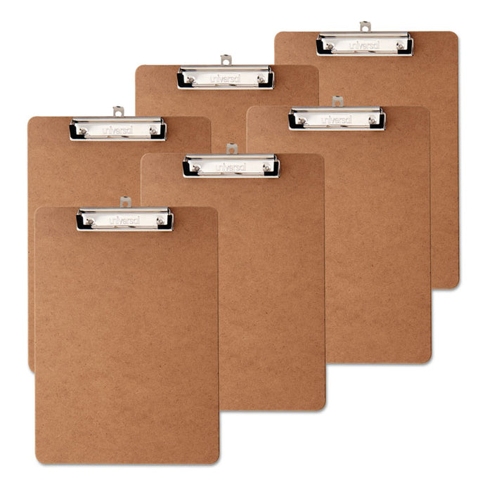 Hardboard Clipboard, 1/2" Capacity, Holds 8 1/2w x 12h, Brown, 6/Pack