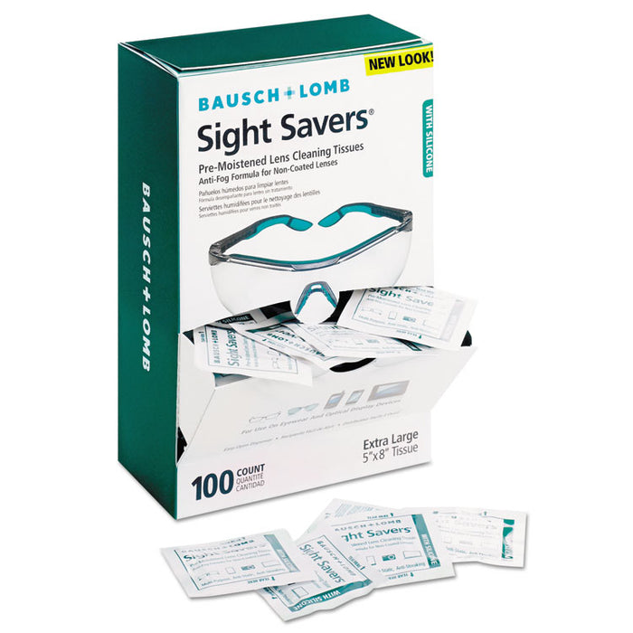 Sight Savers Pre-Moistened Anti-Fog Tissues with Silicone, 8 x 5, 100/Box