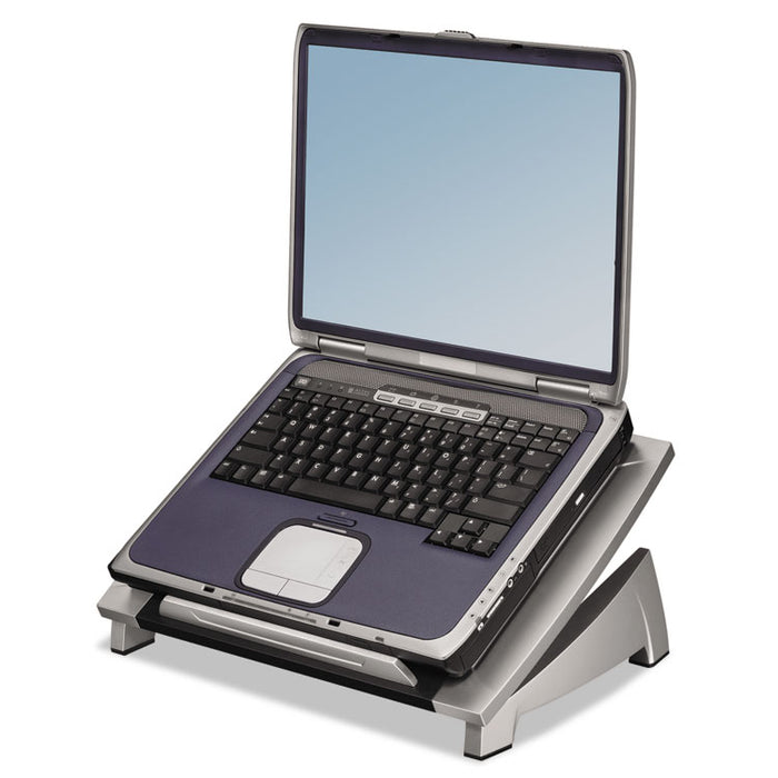 Office Suites Laptop Riser, 15.13" x 11.38" x 4.5" to 6.5", Black/Silver, Supports 10 lbs